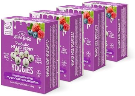 Фруктовые закуски Probio Mixed Berry в йогуртовой глазури, 12 x 20 г (упаковка из 4), богатые клетчаткой, без искусственных ингредиентов Nature's Garden