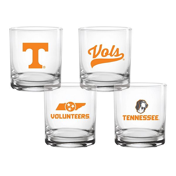 Набор из 4 рюмок Tennessee Volunteers Rocks, 14 унций, различные дизайны с логотипами Indigo Falls