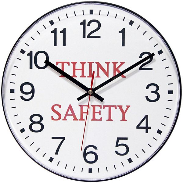 Настенные круглые часы Think Safety, 30 см, бесшумный аналоговый механизм, пластиковый корпус Infinity Instruments