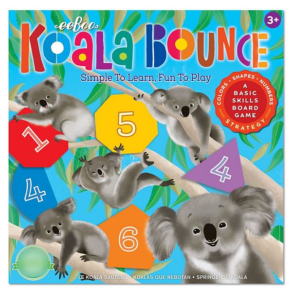 Настольная игра Koala Bounce для детей, 4 игрока, 56 карточек, развивающая восприятие цвета, формы и чисел eeBoo