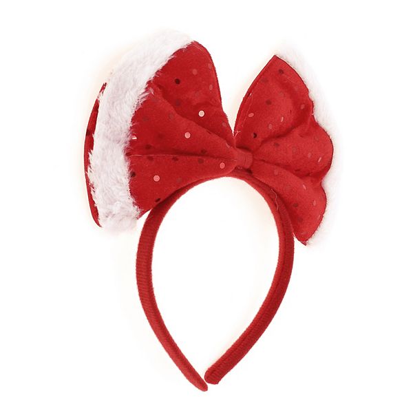 Elegant Bow Shape Headband for Christmas 4.72" Diameter Red 1 Pcs Unique Bargains