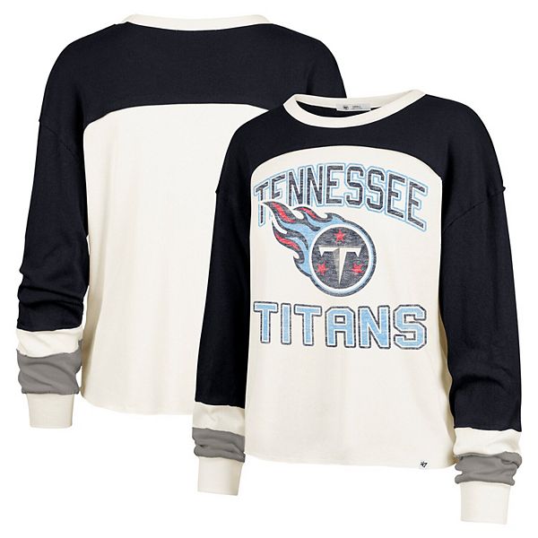 Винтажный женский кроп-топ '47 Cream Tennessee Titans с длинными рукавами и регланом 47 Brand