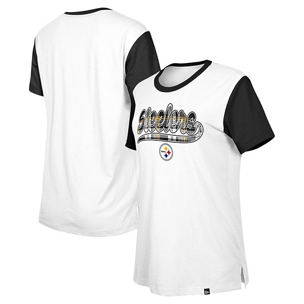 Women's New Era White/Black Pittsburgh Steelers 3rd Down T-Shirt New Era