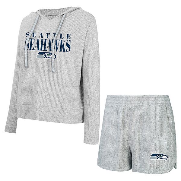 Women's Concepts Sport Gray Seattle Seahawks Juniper Long Sleeve Hoodie T-Shirt & Shorts Set Unbranded