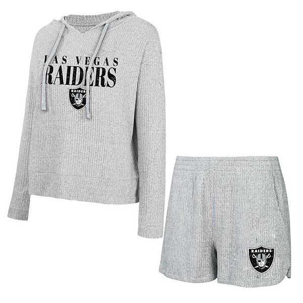 Women's Concepts Sport Gray Las Vegas Raiders Juniper Long Sleeve Hoodie T-Shirt & Shorts Set Unbranded