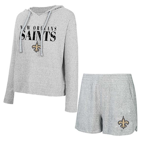 Women's Concepts Sport Gray New Orleans Saints Juniper Long Sleeve Hoodie T-Shirt & Shorts Set Unbranded