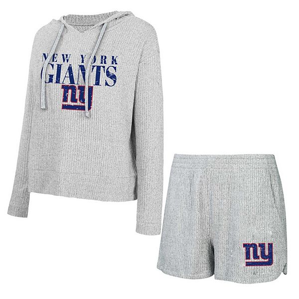 Women's Concepts Sport Gray New York Giants Juniper Long Sleeve Hoodie T-Shirt & Shorts Set Unbranded