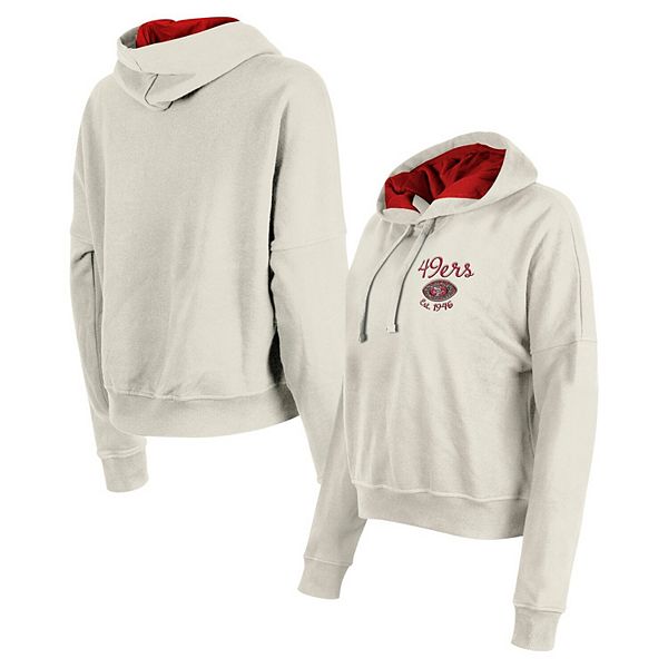 Women's New Era Cream San Francisco 49ers 3rd Down Historic Pullover Hoodie New Era