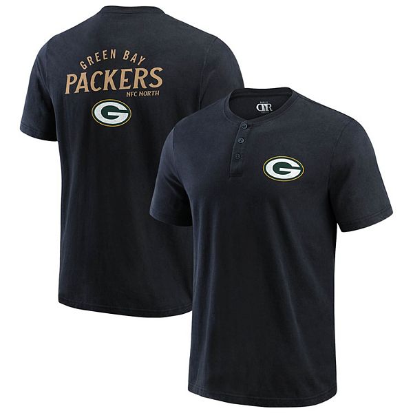 Мужская черная футболка Henley Green Bay Packers коллекции Darius Rucker с винтажным эффектом изношенности Darius Rucker Collection by Fanatics