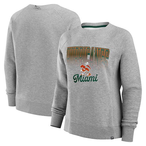 Серое женское флисовое худи Fanatics с долевыми рукавами Miami Hurricanes Training Camp Hit Hard Fanatics Brands - White Label