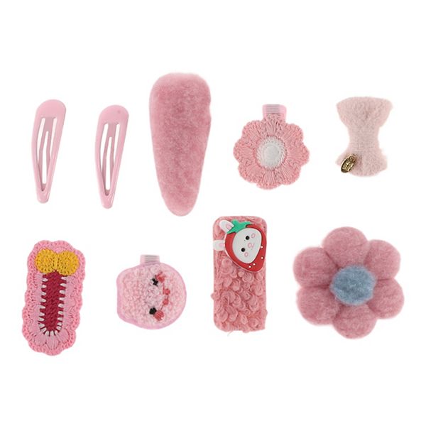 Fashion Cute Flowers Hair Clips Hairdo Clips For Girls For Children Pink 9 Pcs Unique Bargains