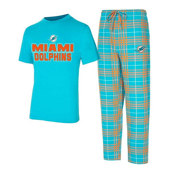 Men's Concepts Sport  Aqua/Orange Miami Dolphins Vector T-Shirt & Flannel Pants Sleep Set Unbranded