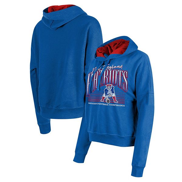 Women's New Era Royal New England Patriots Throwback Boxy Pullover Hoodie New Era