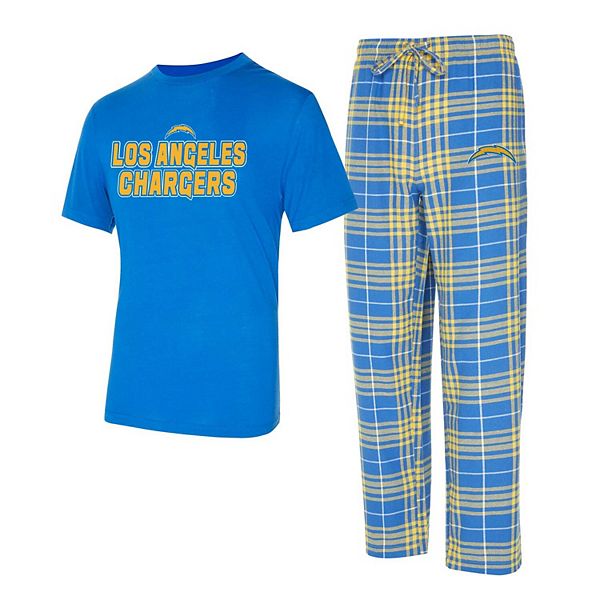 Men's Concepts Sport  Powder Blue/Gold Los Angeles Chargers Vector T-Shirt & Flannel Pants Sleep Set Unbranded