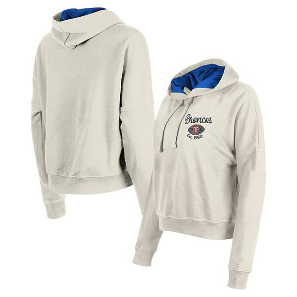 Women's New Era Cream Denver Broncos 3rd Down Historic Pullover Hoodie New Era