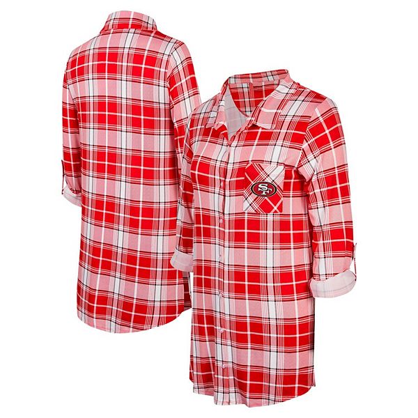 Women's Concepts Sport Scarlet San Francisco 49ers Ashford Plaid Knit Nightshirt Unbranded