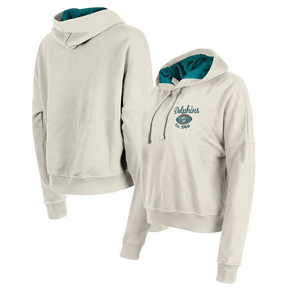 Women's New Era Cream Miami Dolphins 3rd Down Historic Pullover Hoodie New Era