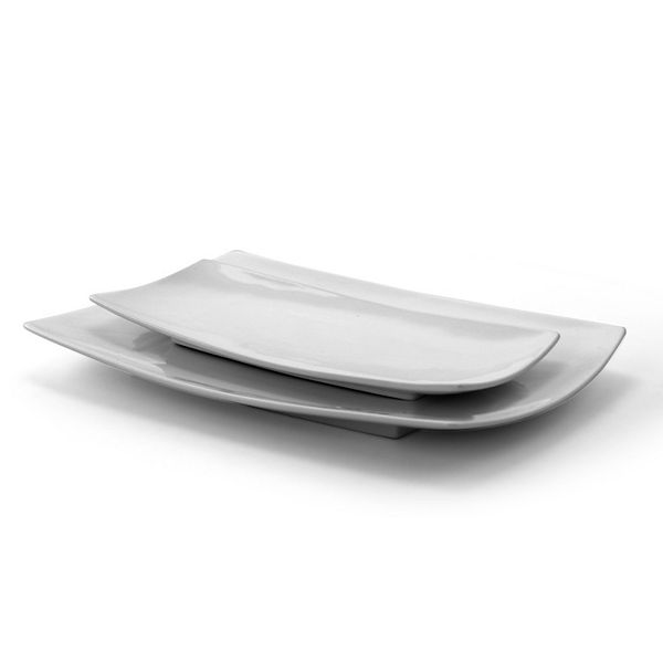 Gibson Elite Gracious Dining 2 Piece Serving Platter Set, White Gibson Everyday