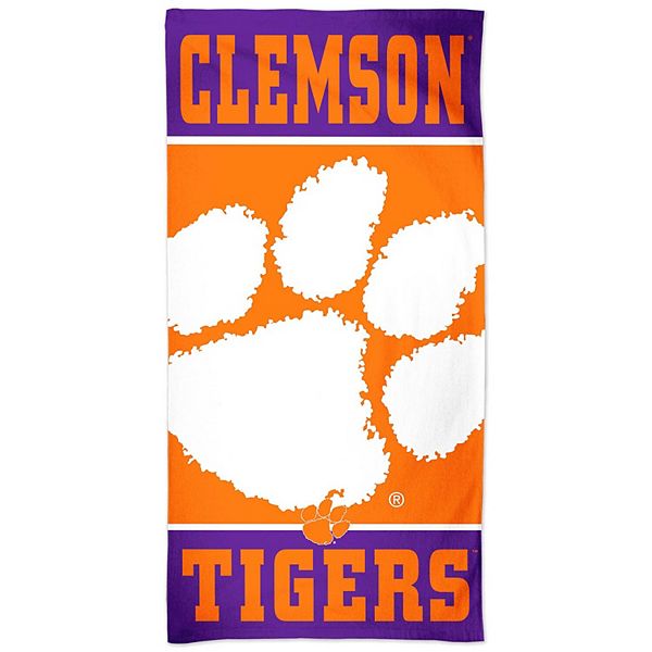 Полотенце для пляжа Clemson Tigers 76 см x 152 см, 100% полиэстер спереди, 100% хлопок сзади Unbranded