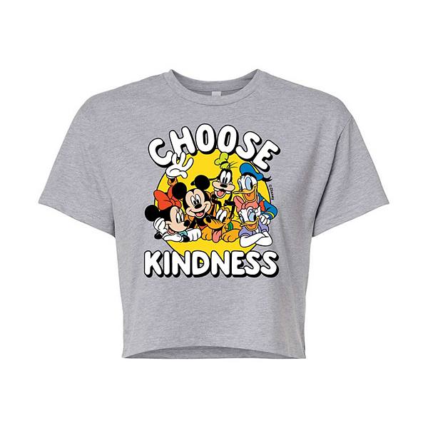 Disney's Mickey Mouse & Friends Juniors' Choose Kindness Cropped Graphic Tee Disney