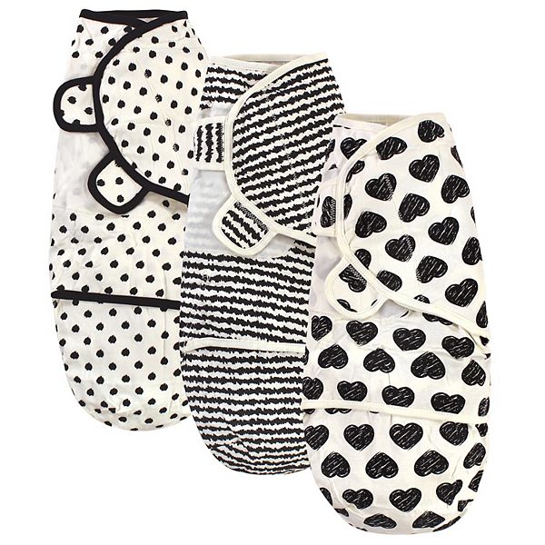 Touched by Nature Baby Organic Cotton Swaddle Wraps, Black Heart 3-Pack Touched by Nature