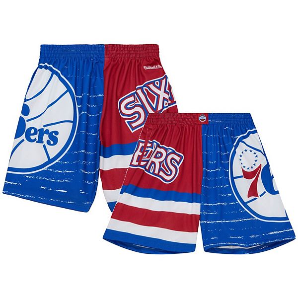 Men's Mitchell & Ness Royal/Red Philadelphia 76ers Jumbotron 3.0 Shorts Unbranded