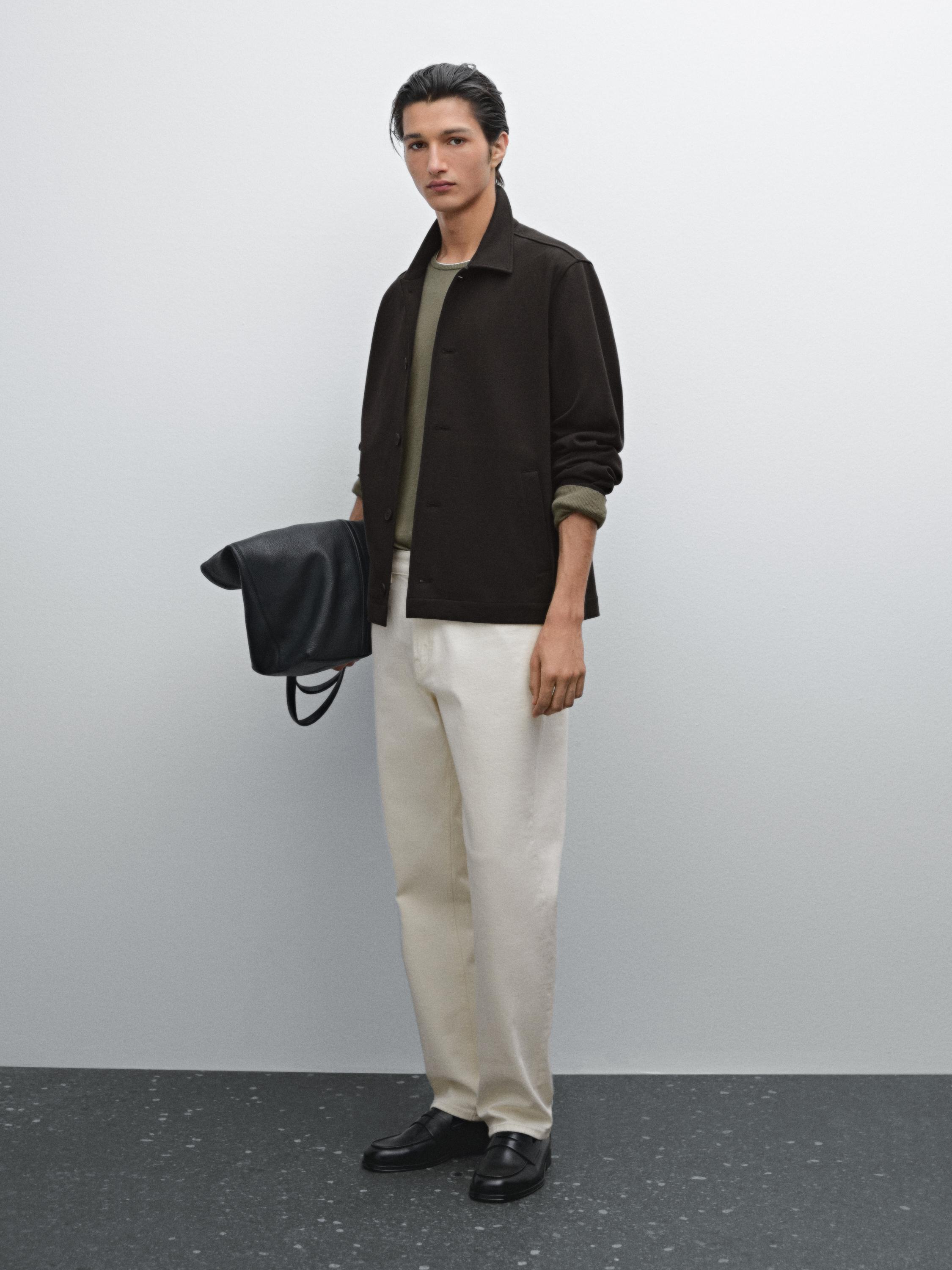 Cotton blend twill overshirt Massimo Dutti