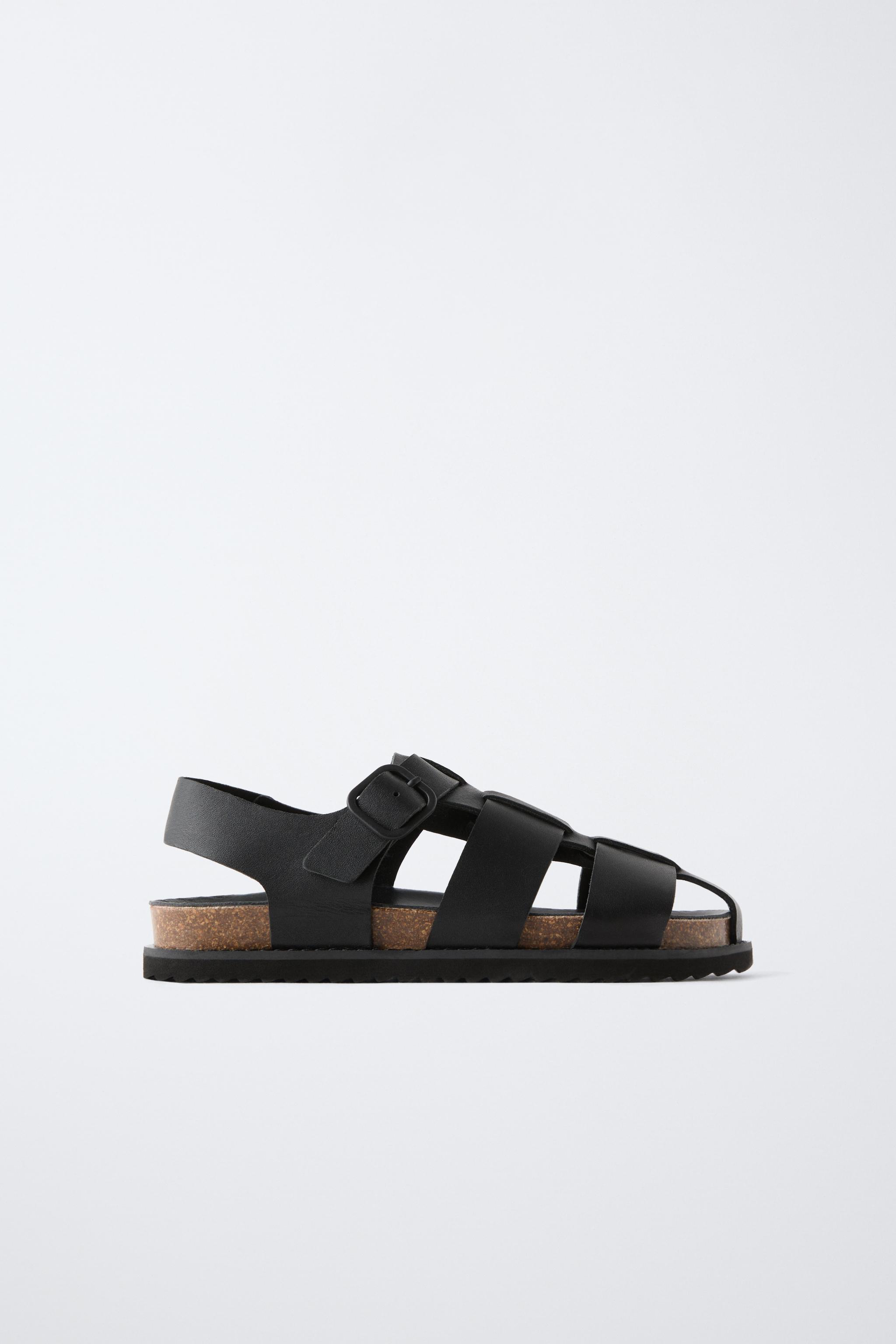 LEATHER CAGE SANDALS Zara