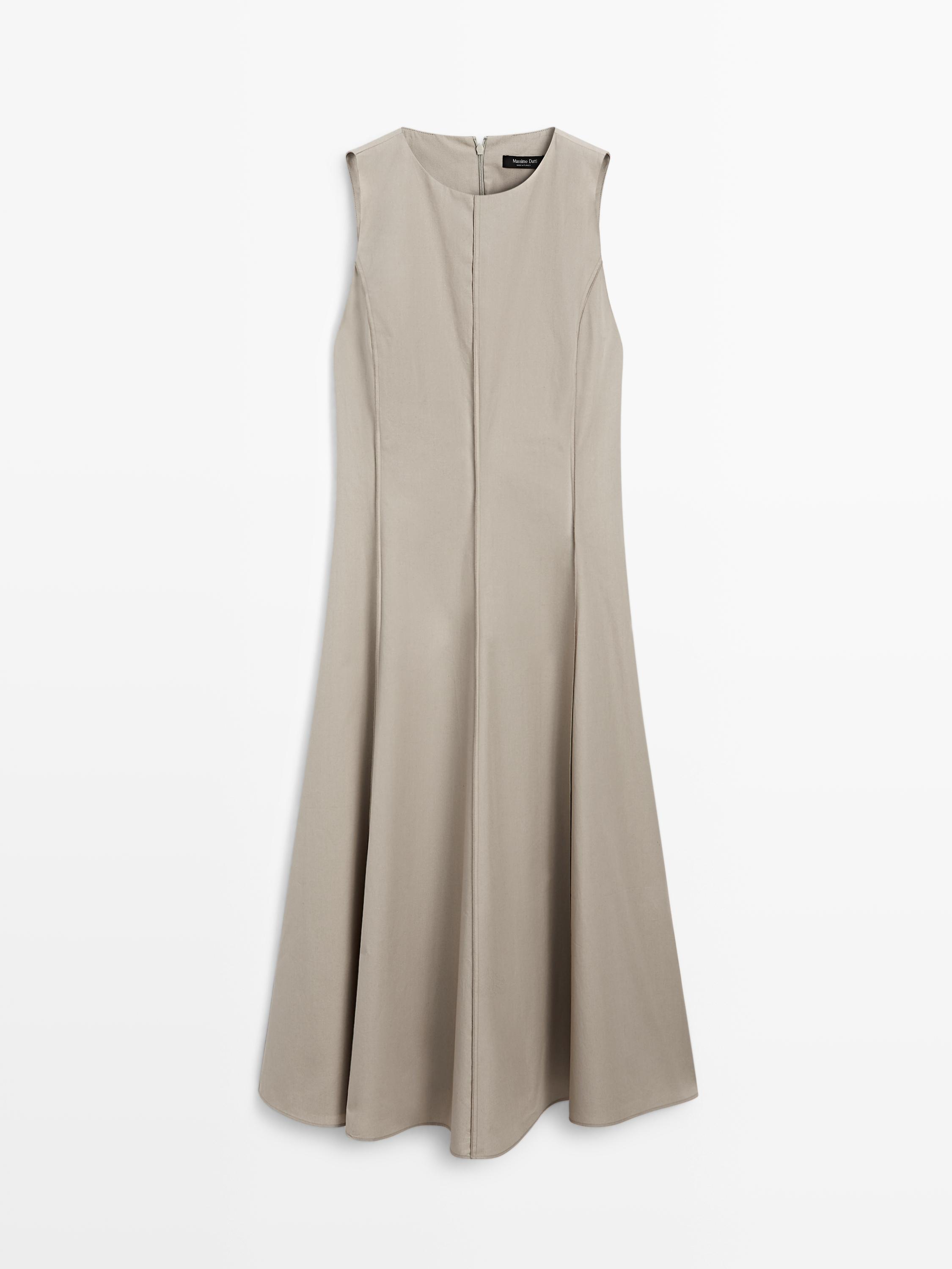 Poplin flounce midi dress Massimo Dutti