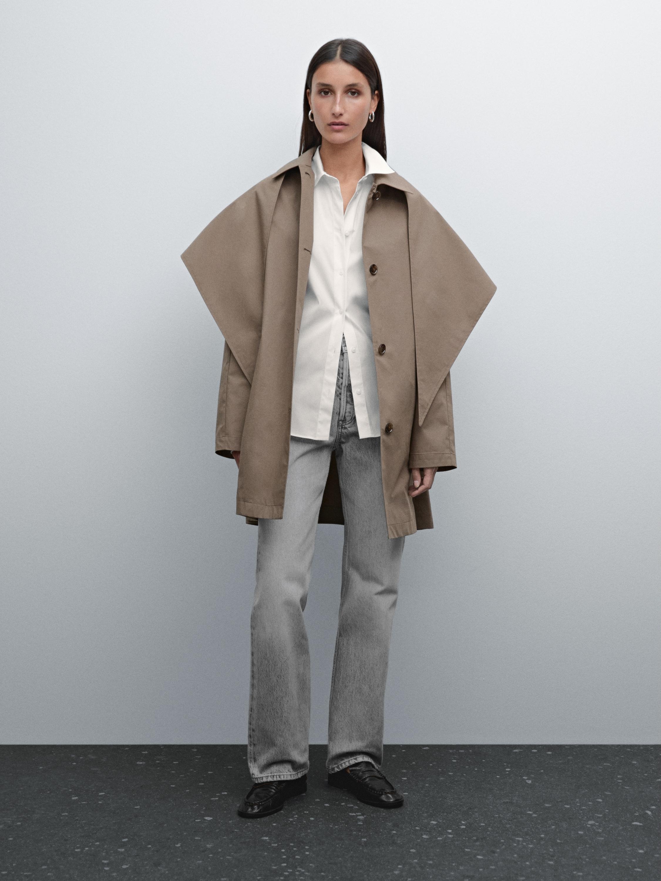 Trench coat with detachable scarf detail Massimo Dutti