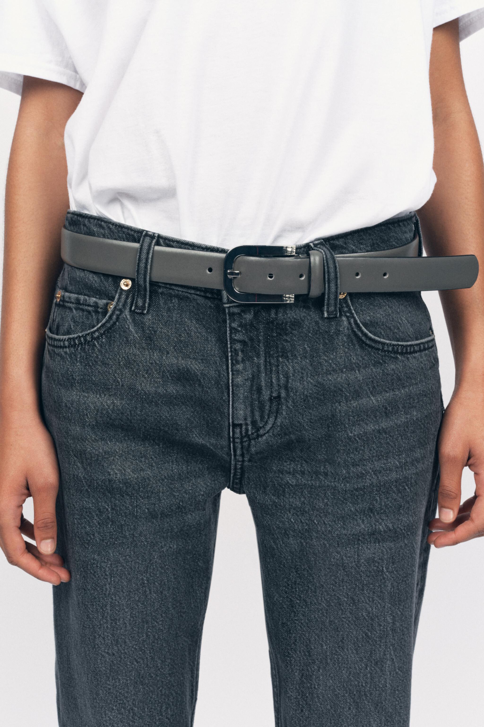 METAL BUCKLE LEATHER BELT Zara