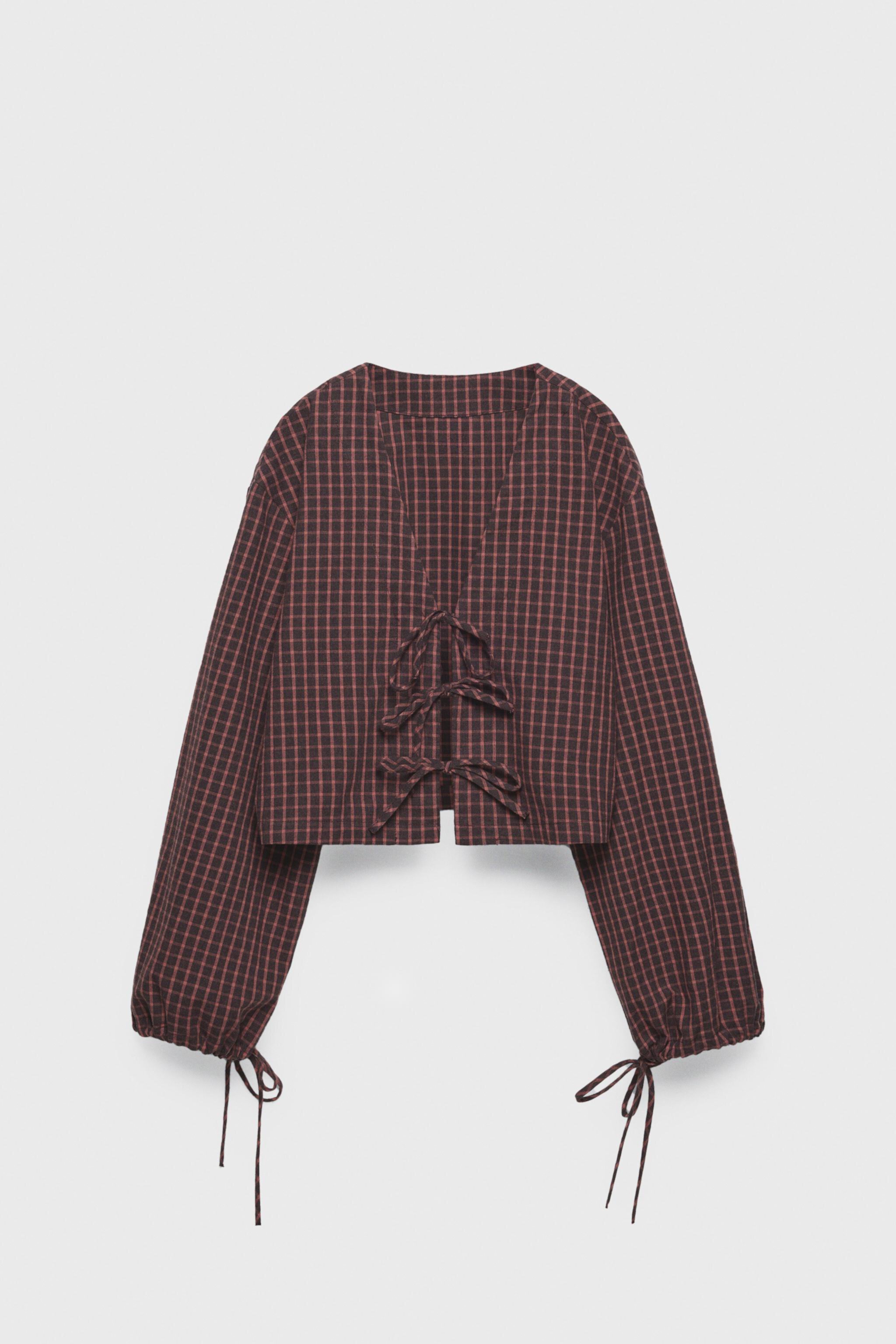 Z3D PLAID BOWS BLOUSE Zara