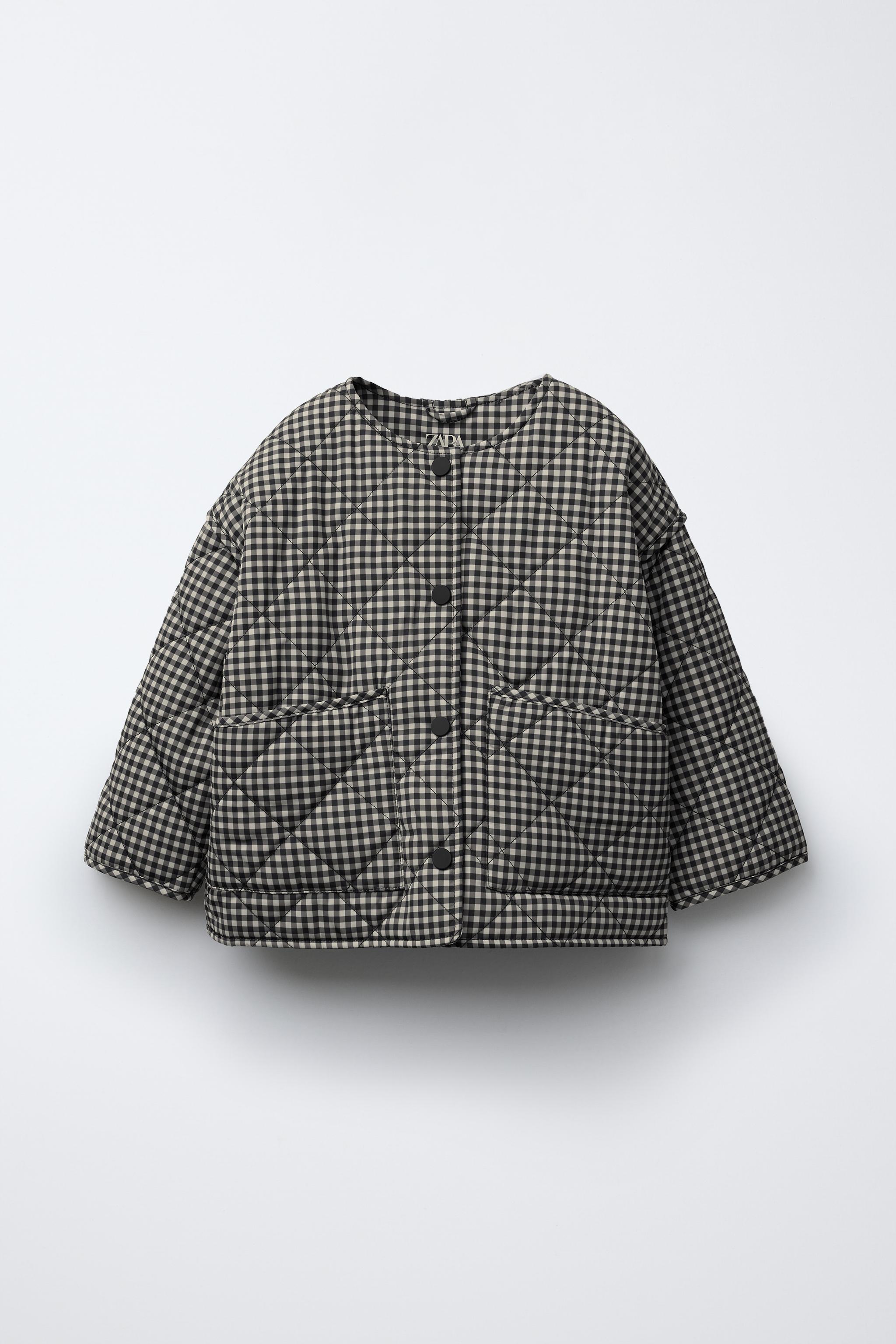 Куртка с клетчатой подкладкой GINGHAM с круглым вырезом, длинными рукавами и карманами на передней стороне Zara