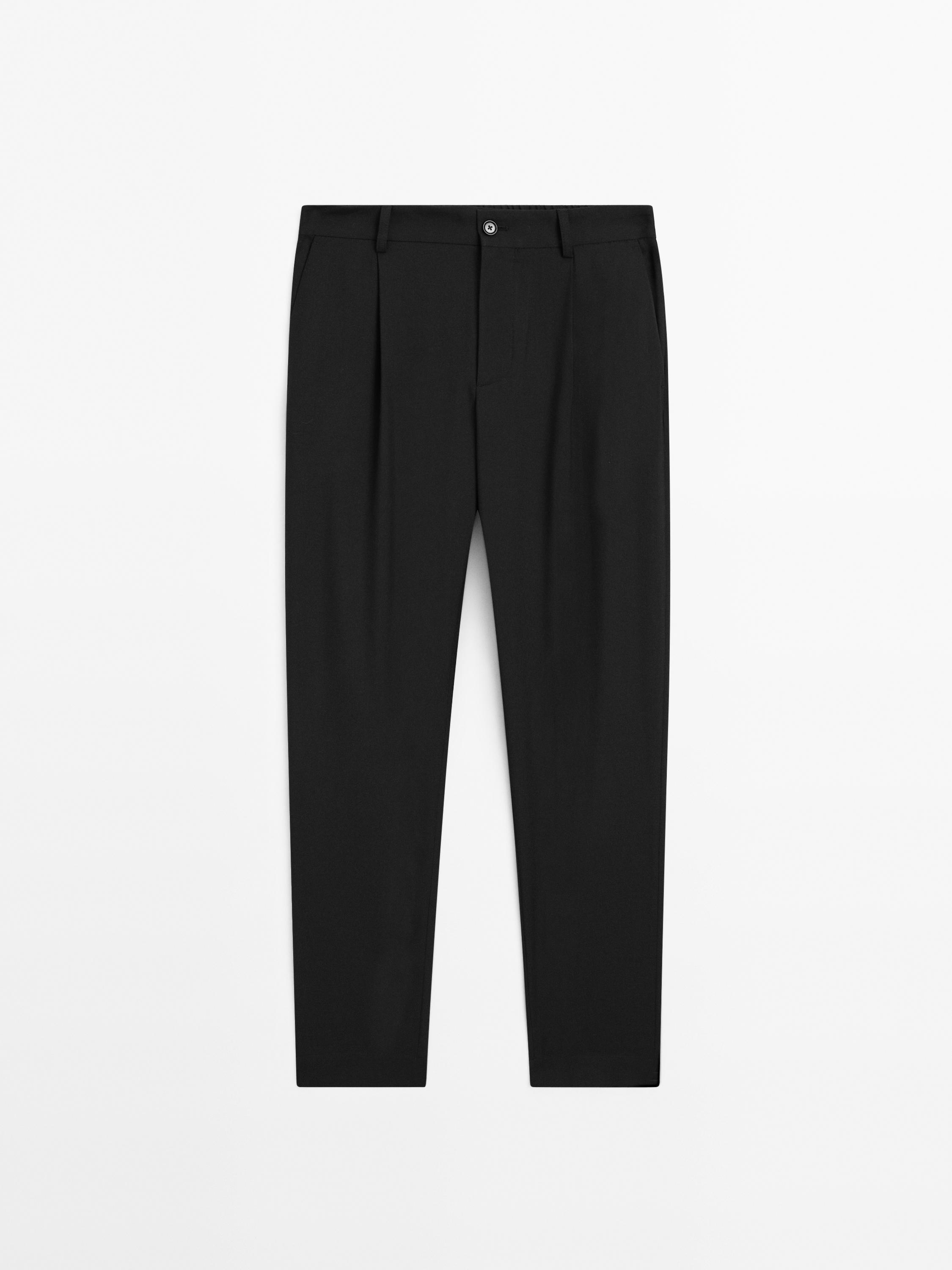 Relaxed fit trousers in a cool wool blend Massimo Dutti