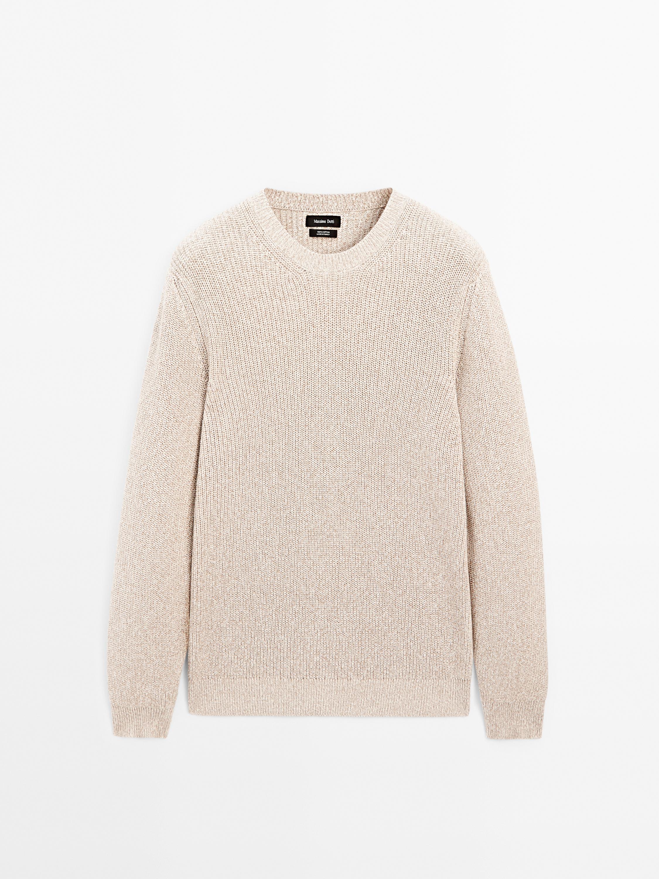 100% cotton ribbed knit sweater Massimo Dutti