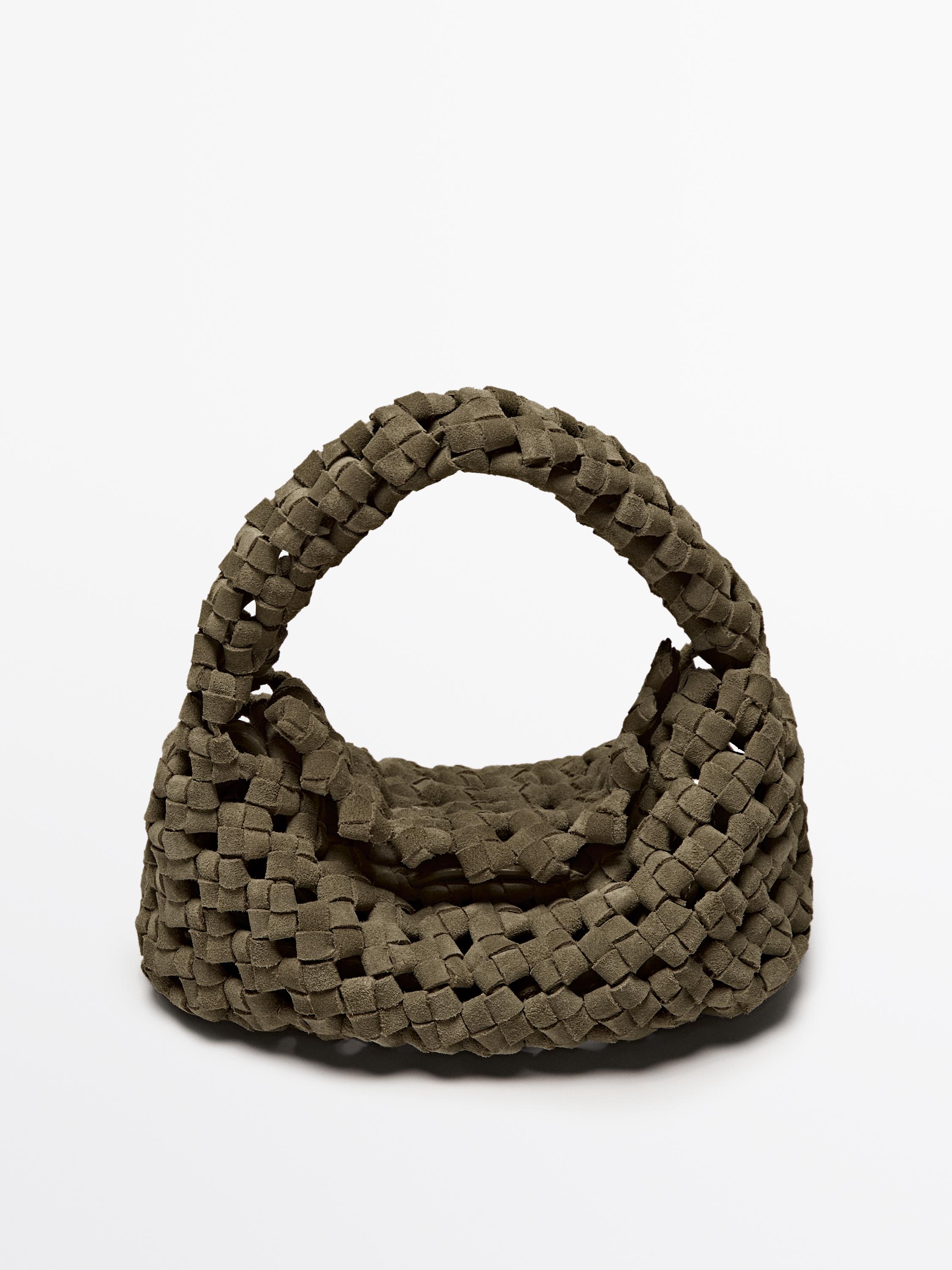 Split suede braided mini bag Massimo Dutti