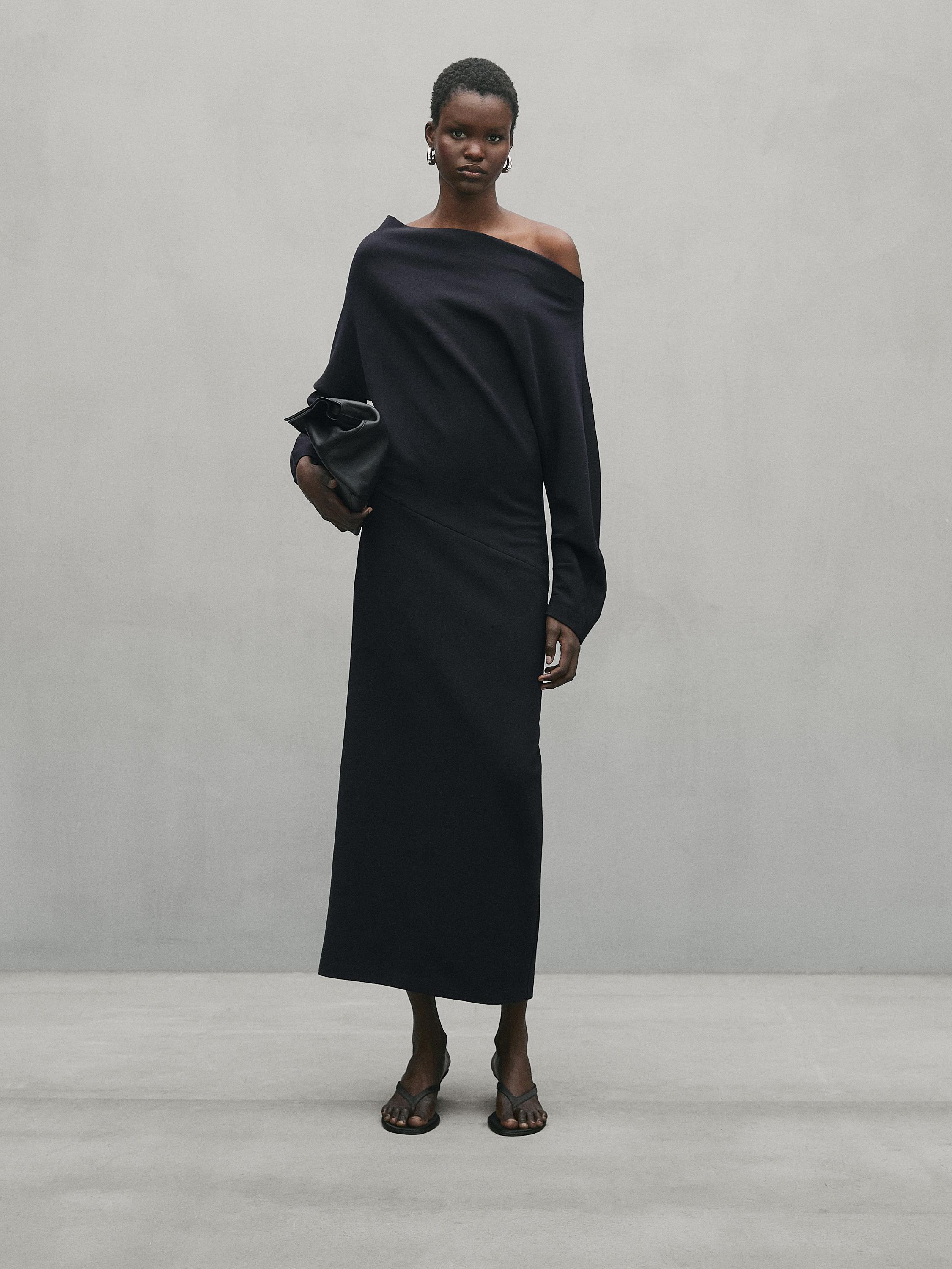 Long sleeve midi dress - Studio Massimo Dutti