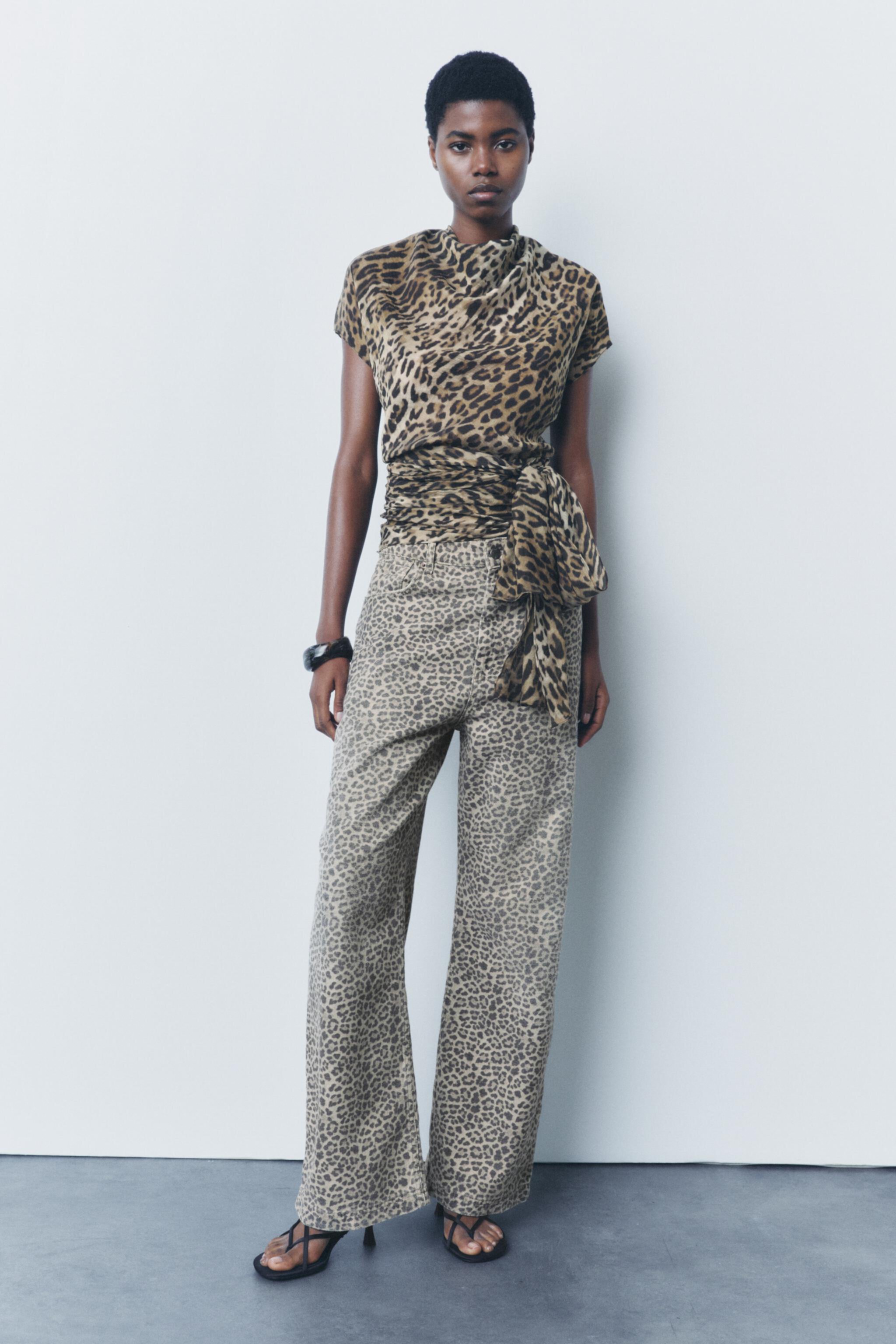 ANIMAL PRINT BOWS TOP ZW COLLECTION Zara