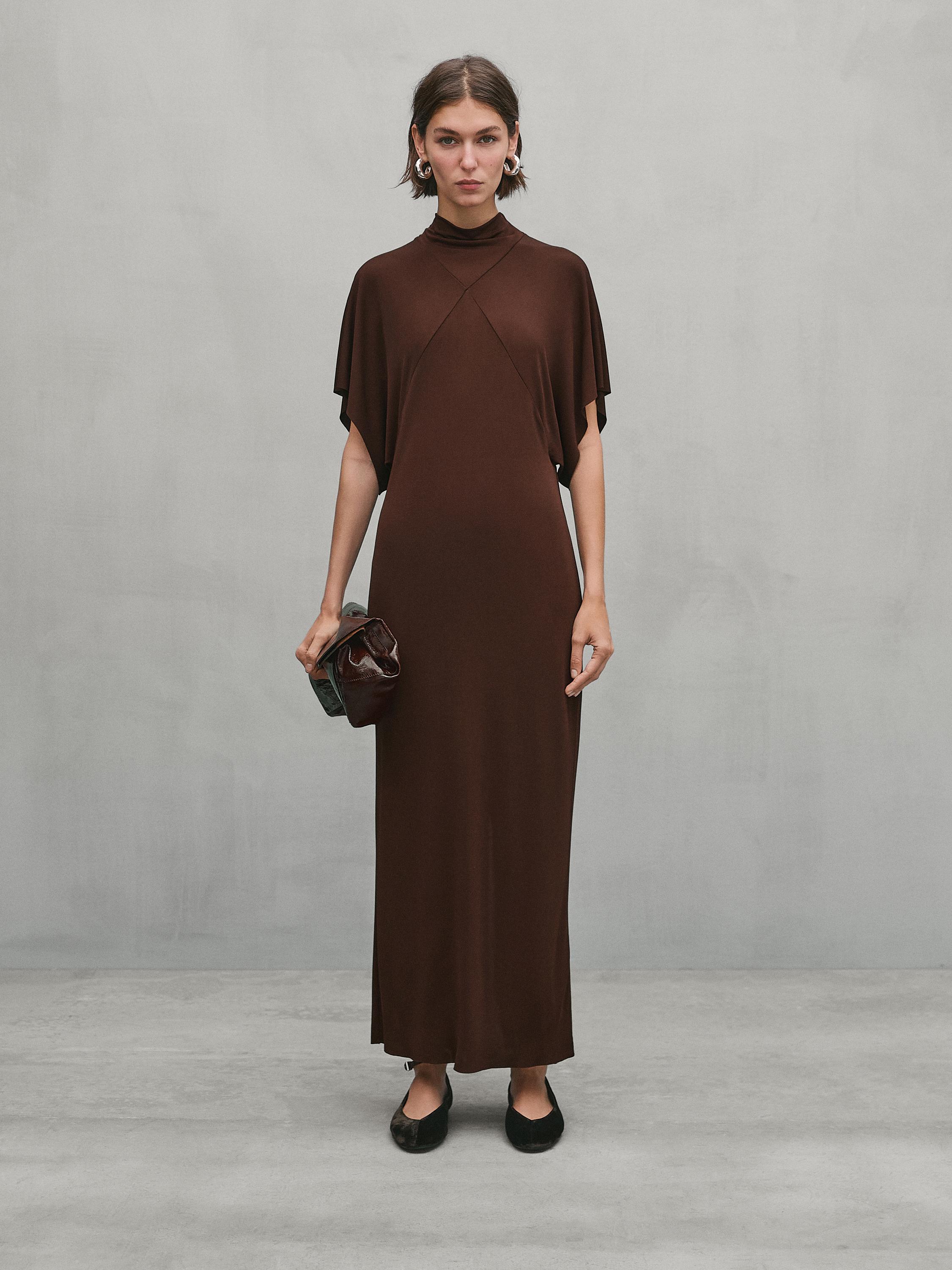 Midi dress with criss-cross seams - Studio Massimo Dutti