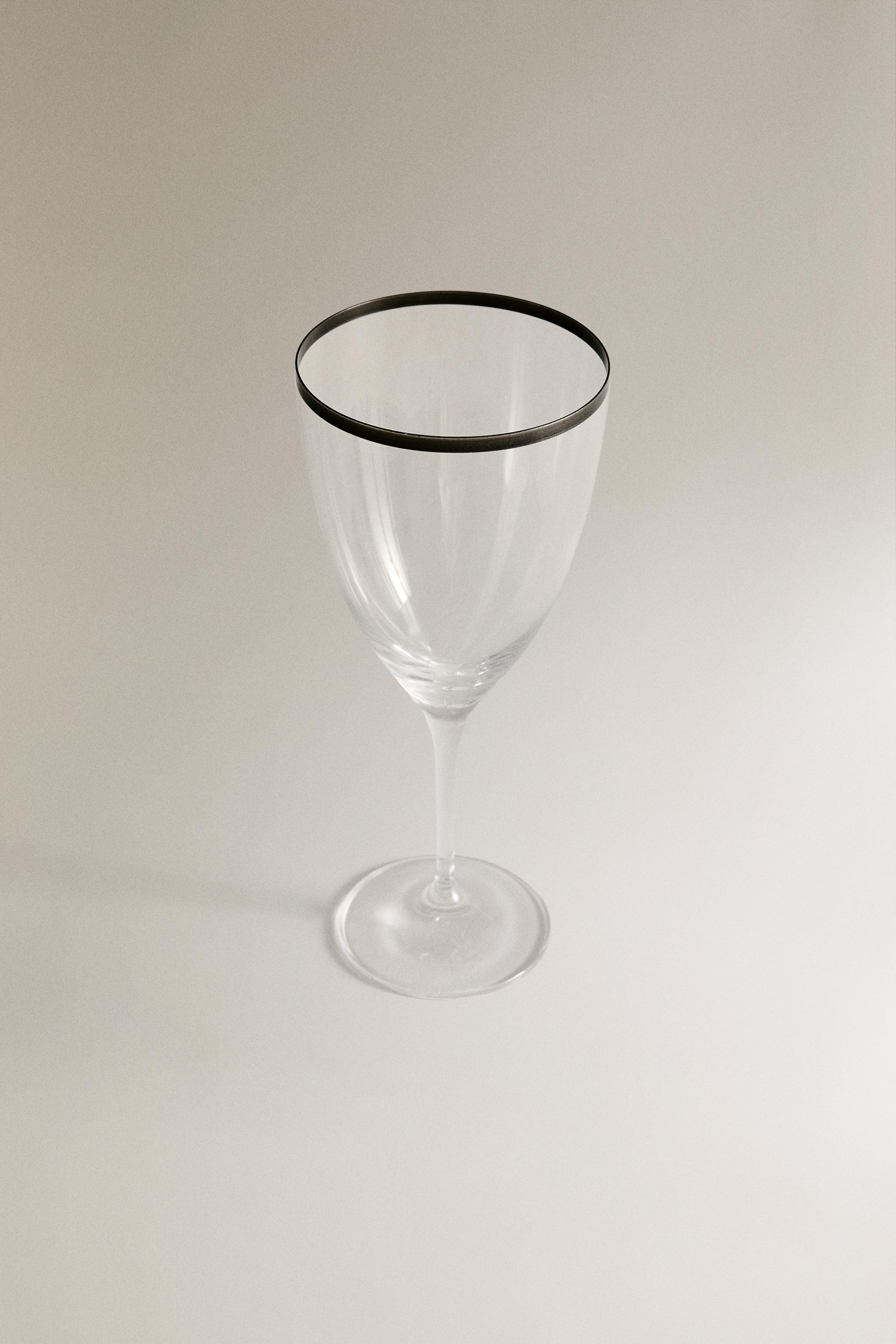 CHRISTMAS CRYSTALLINE WINE GLASS WITH METAL RIM Zara Home