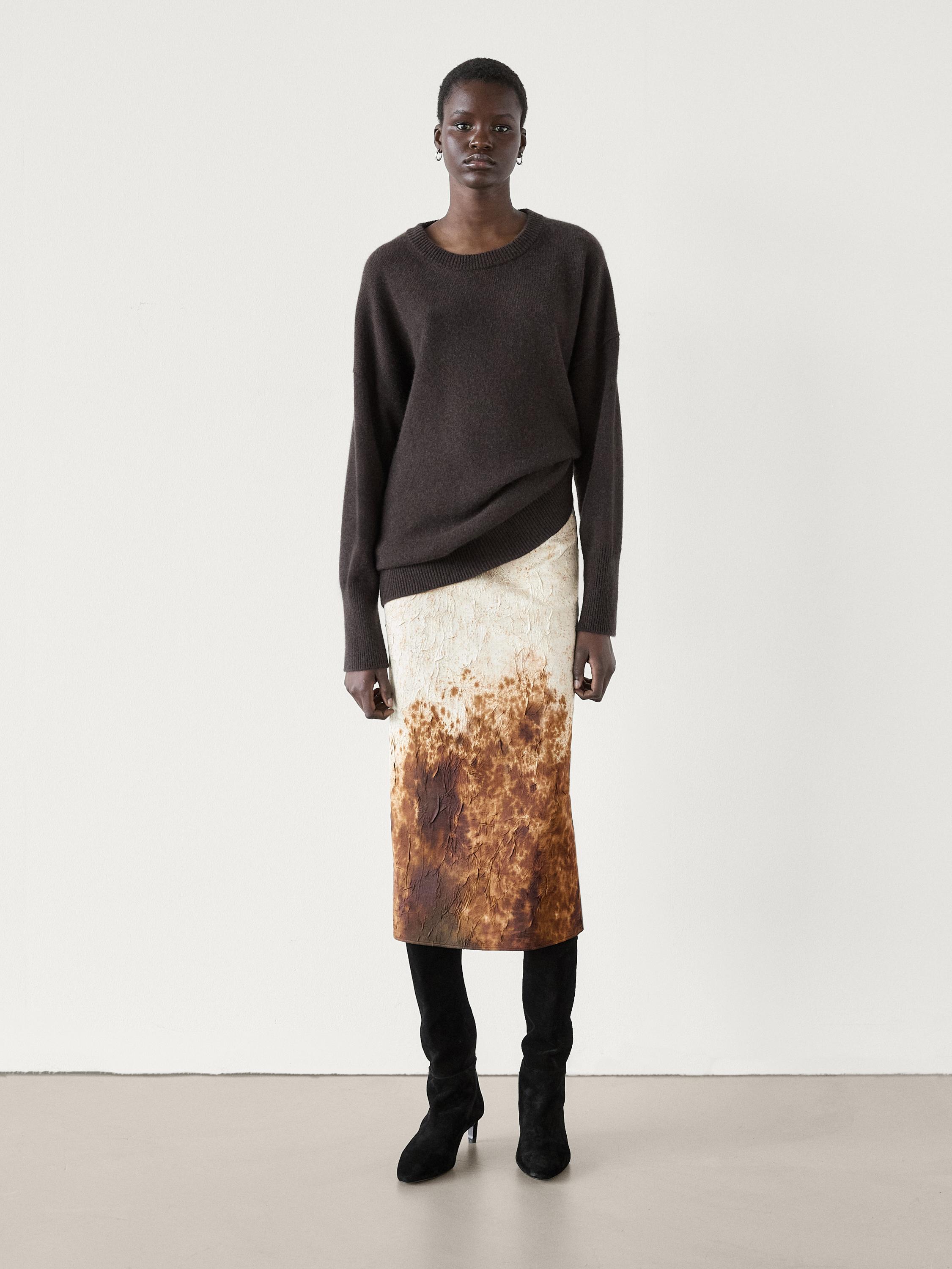 Abstract print midi skirt Massimo Dutti