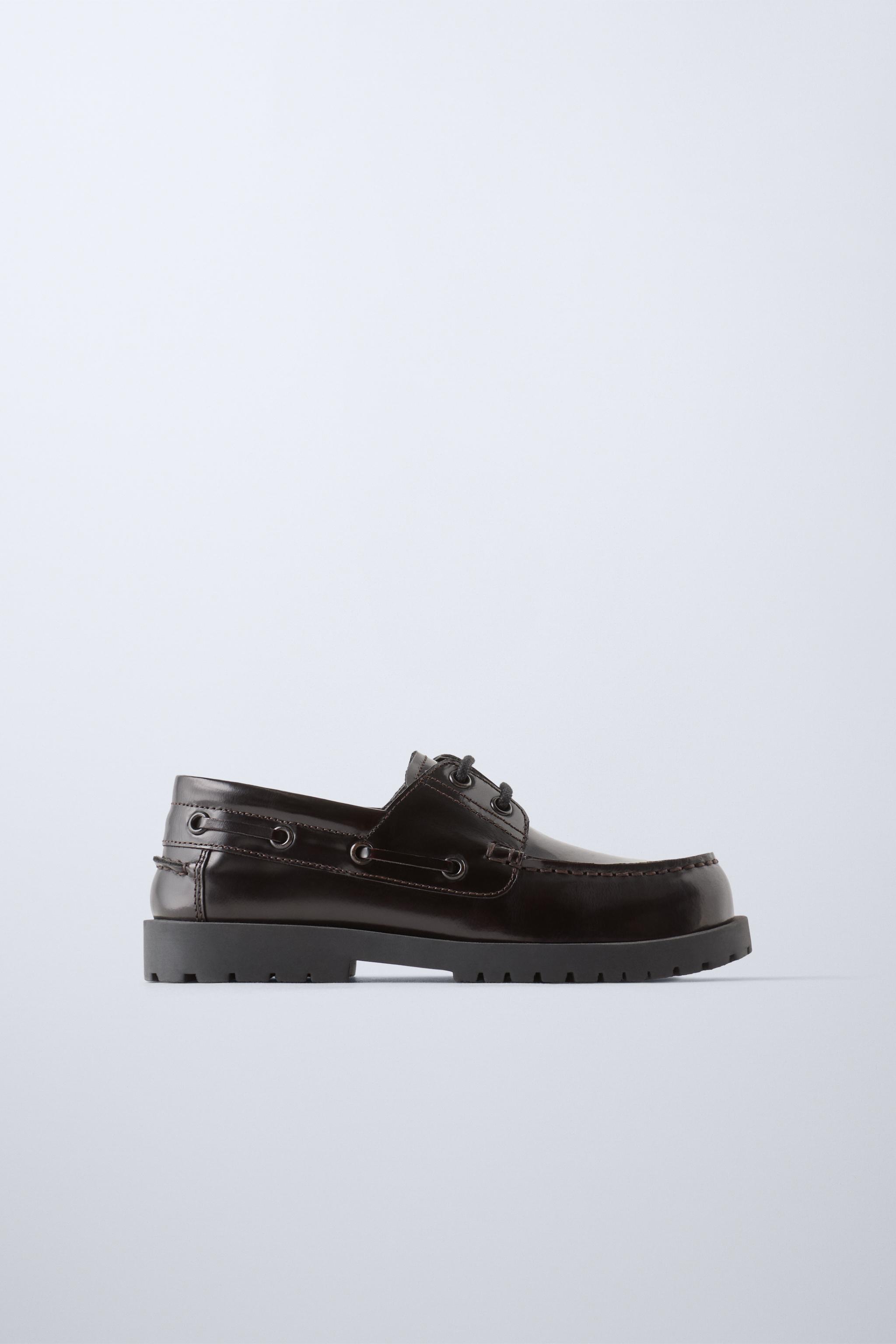 LEATHER LUG SOLE BOAT SHOES Zara