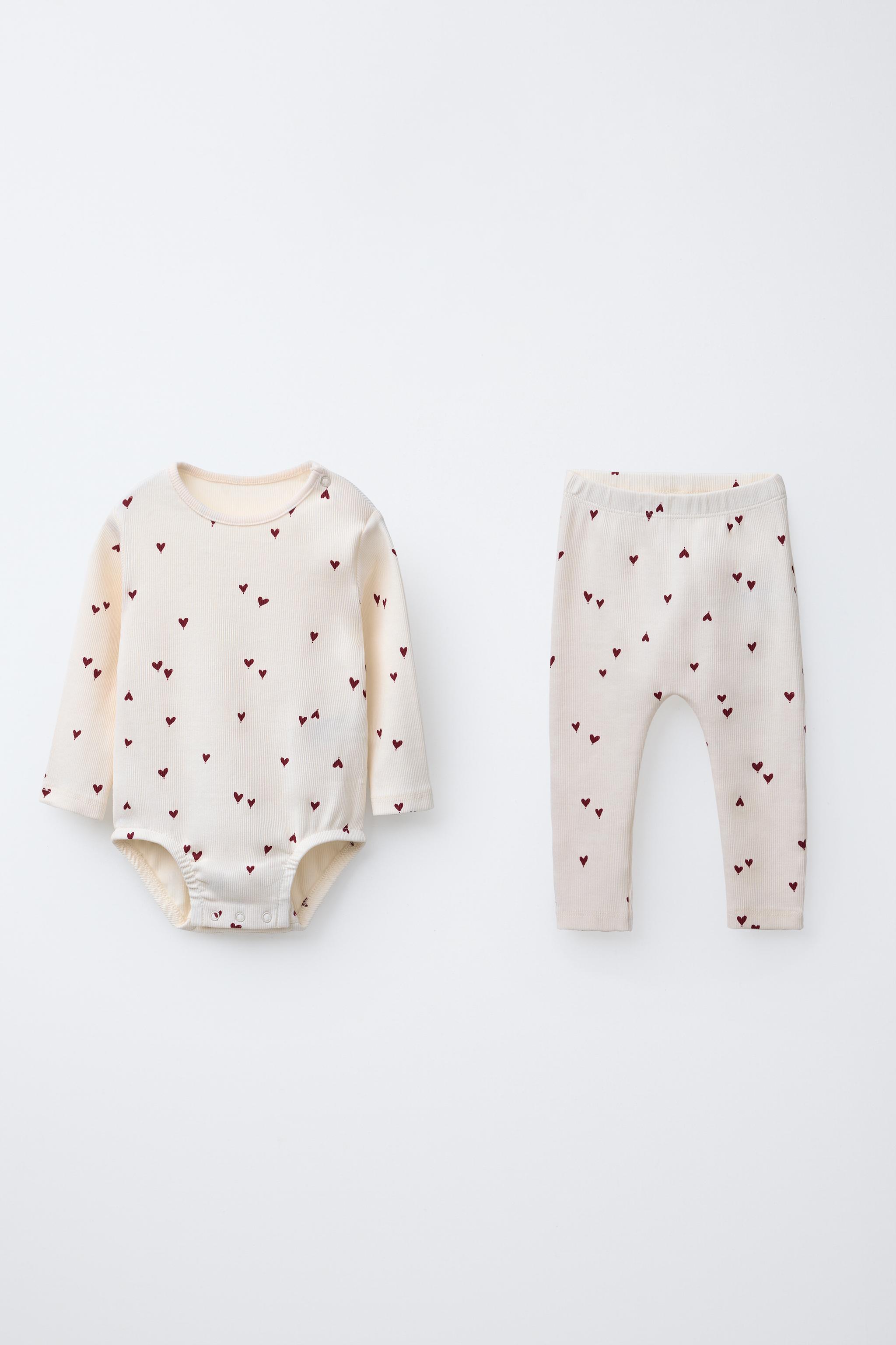 RIBBED HEARTS BODYSUIT AND LEGGINGS SET Zara