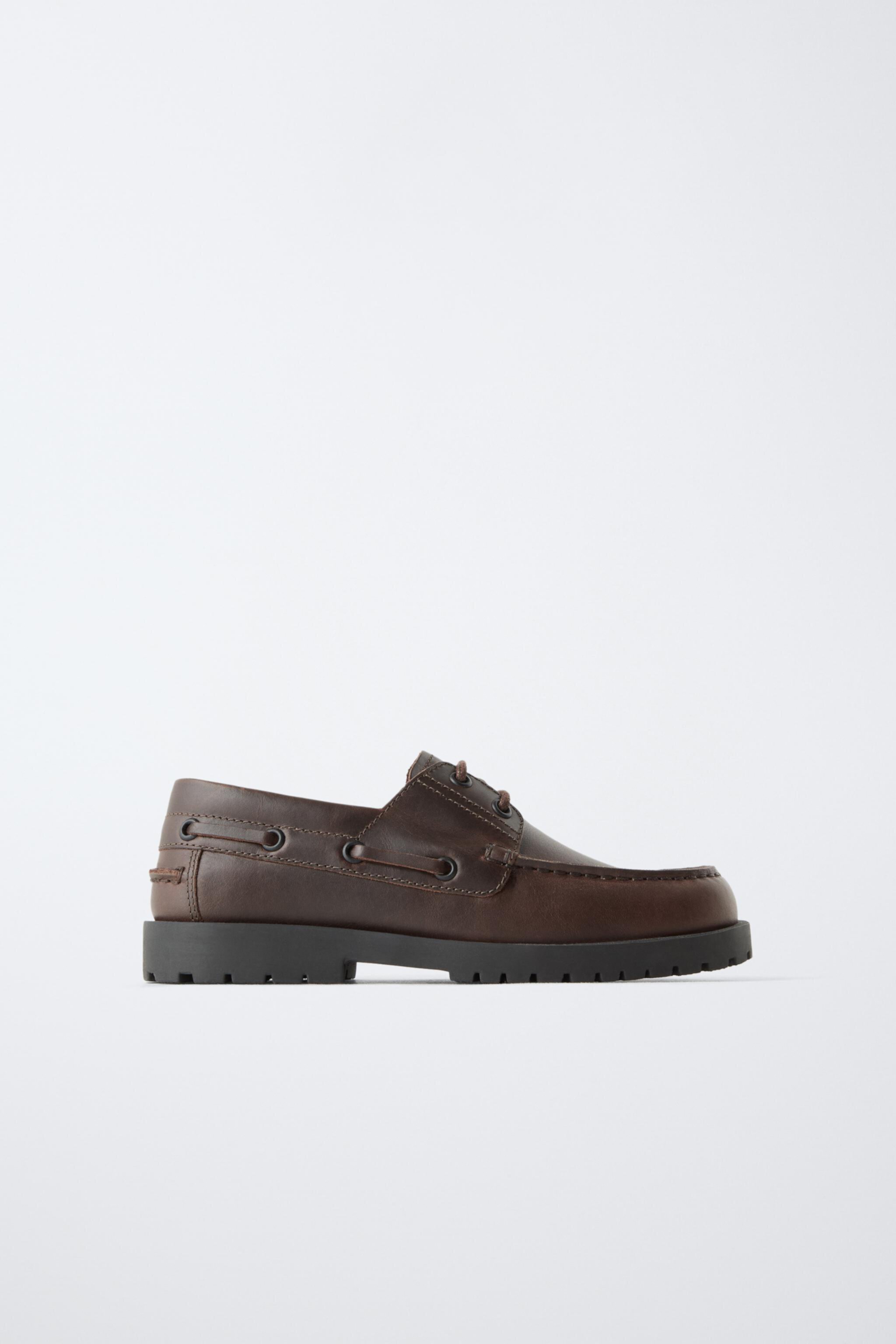 LEATHER BOAT SHOES Zara