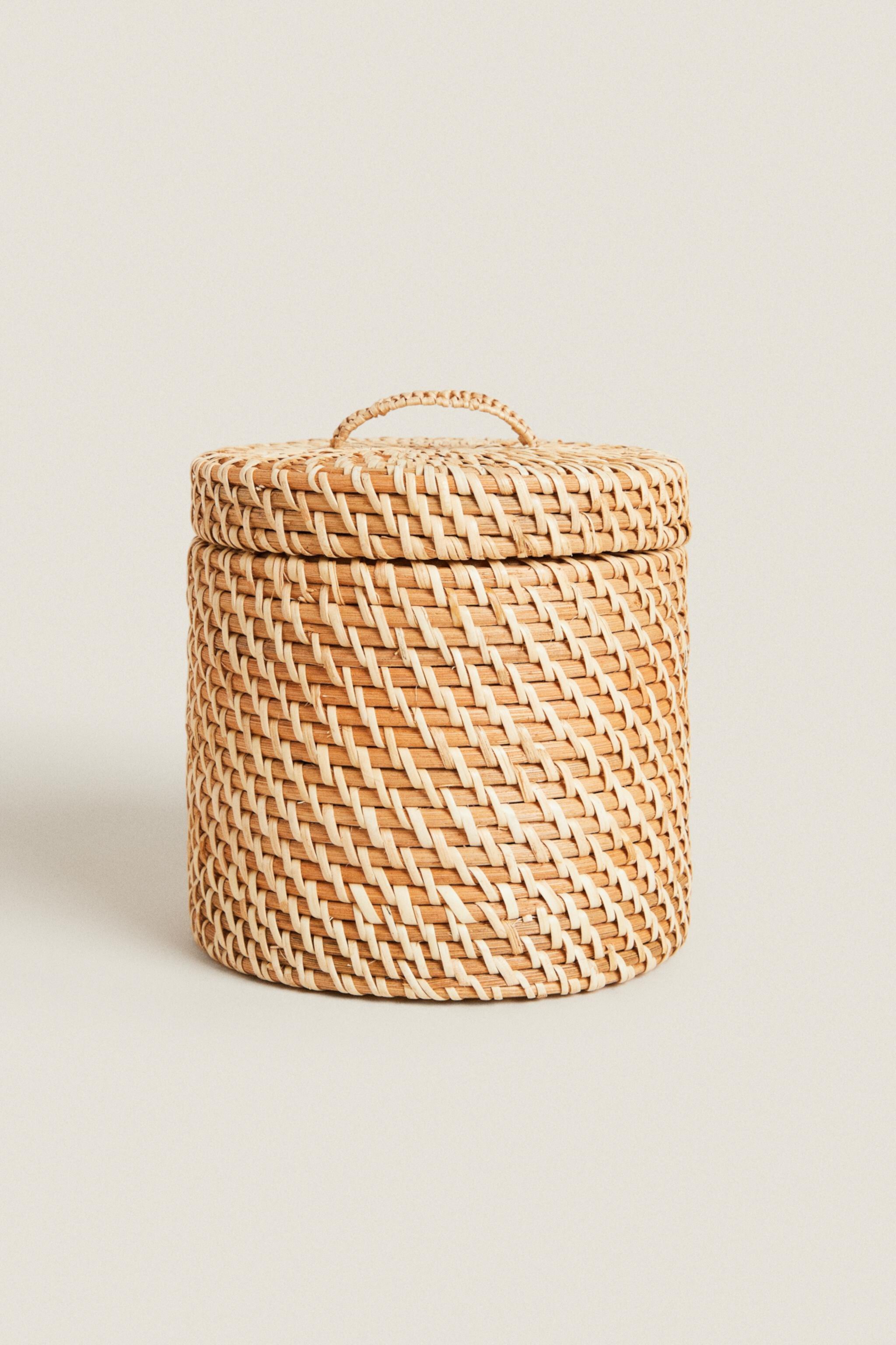 KIDS’ RATTAN HAMPER WITH LID Zara Home