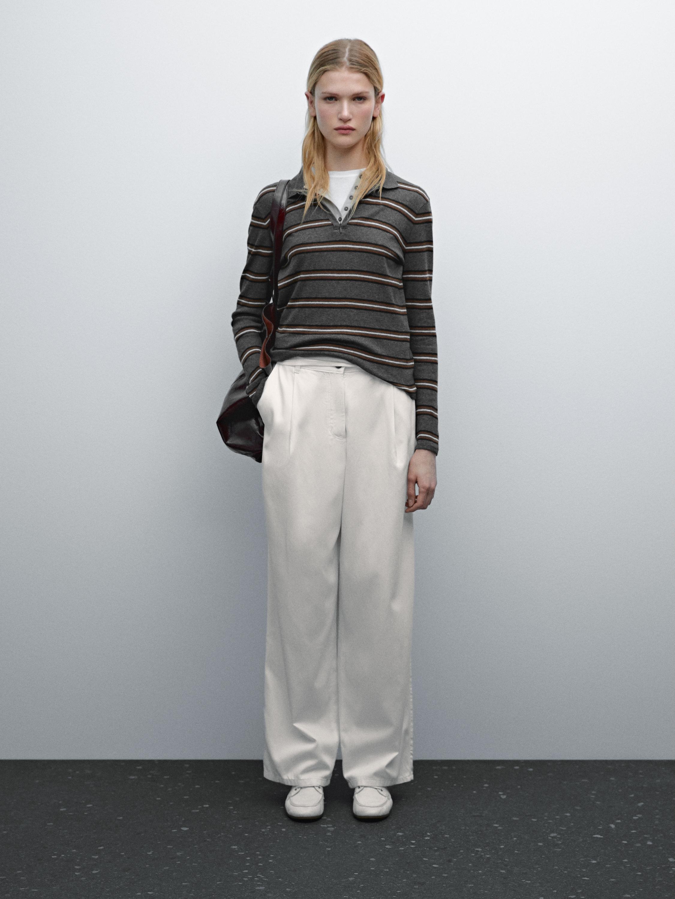 Flowing cotton blend trousers Massimo Dutti