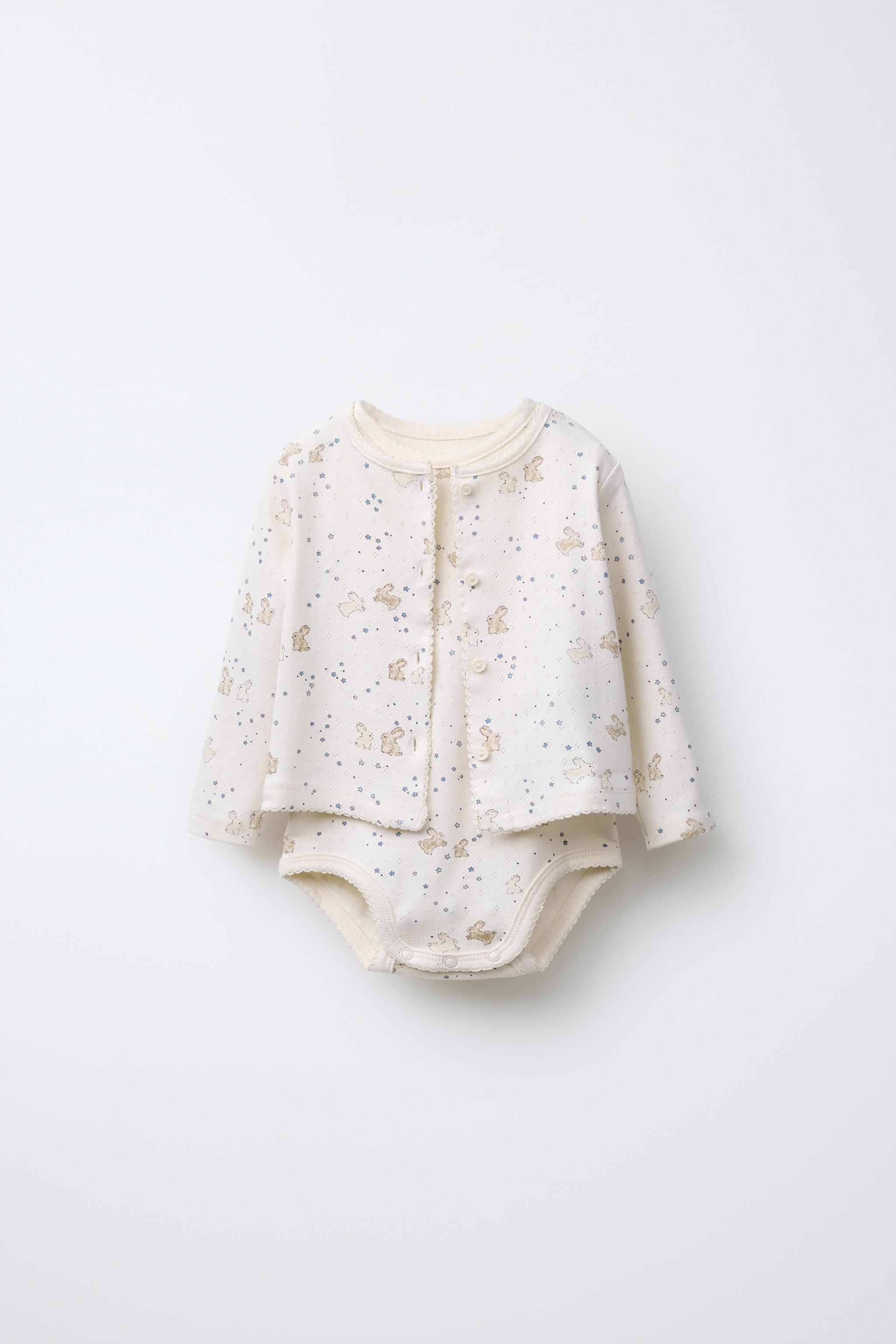 PACK OF PRINTED POINTELLE BODYSUIT AND JACKET Zara