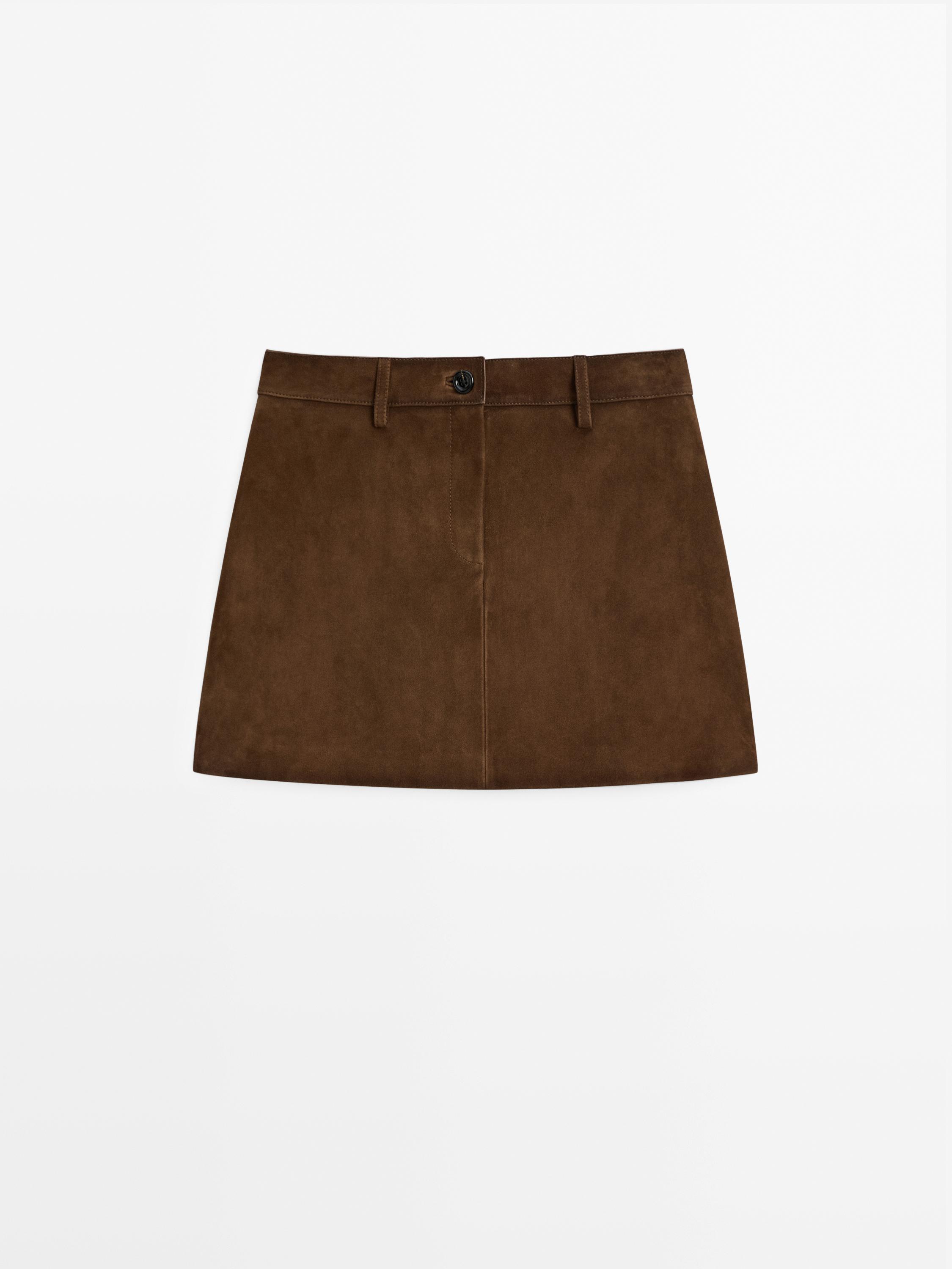 Suede leather mini skirt Massimo Dutti