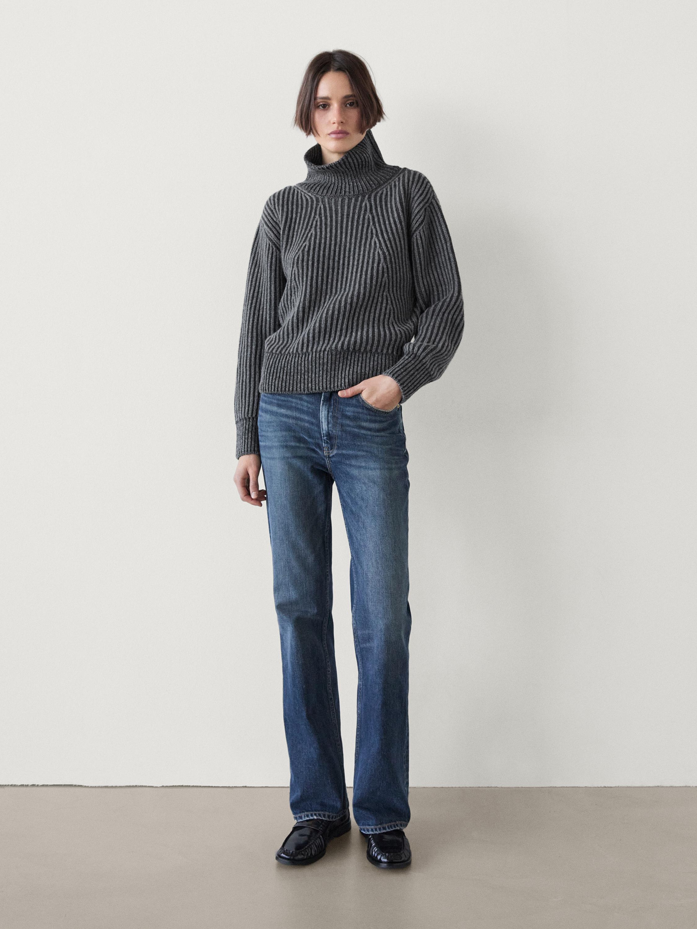 Plaited funnel neck sweater Massimo Dutti