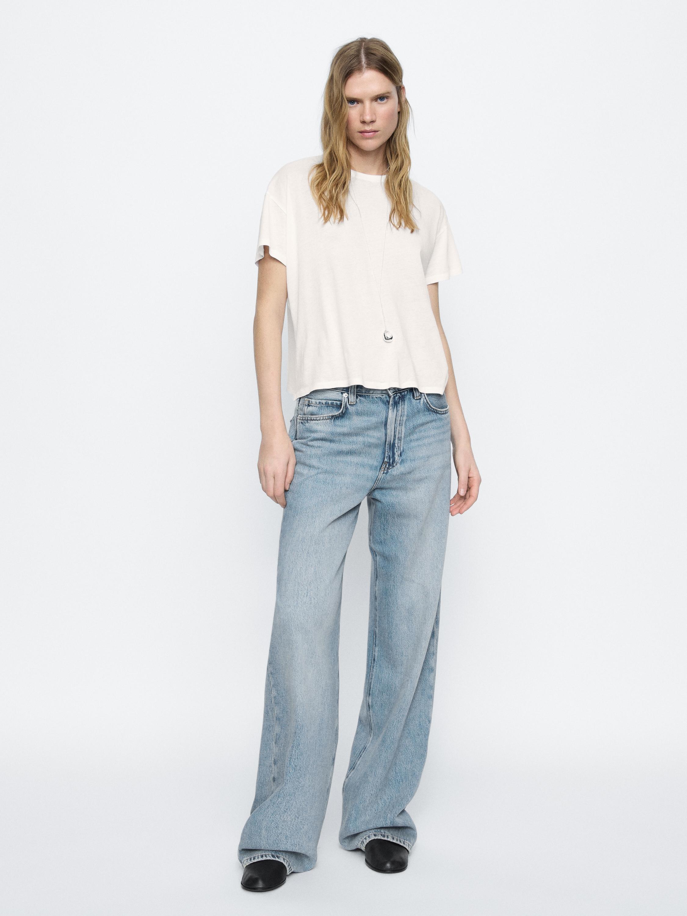 High-waist wide-leg jeans Massimo Dutti